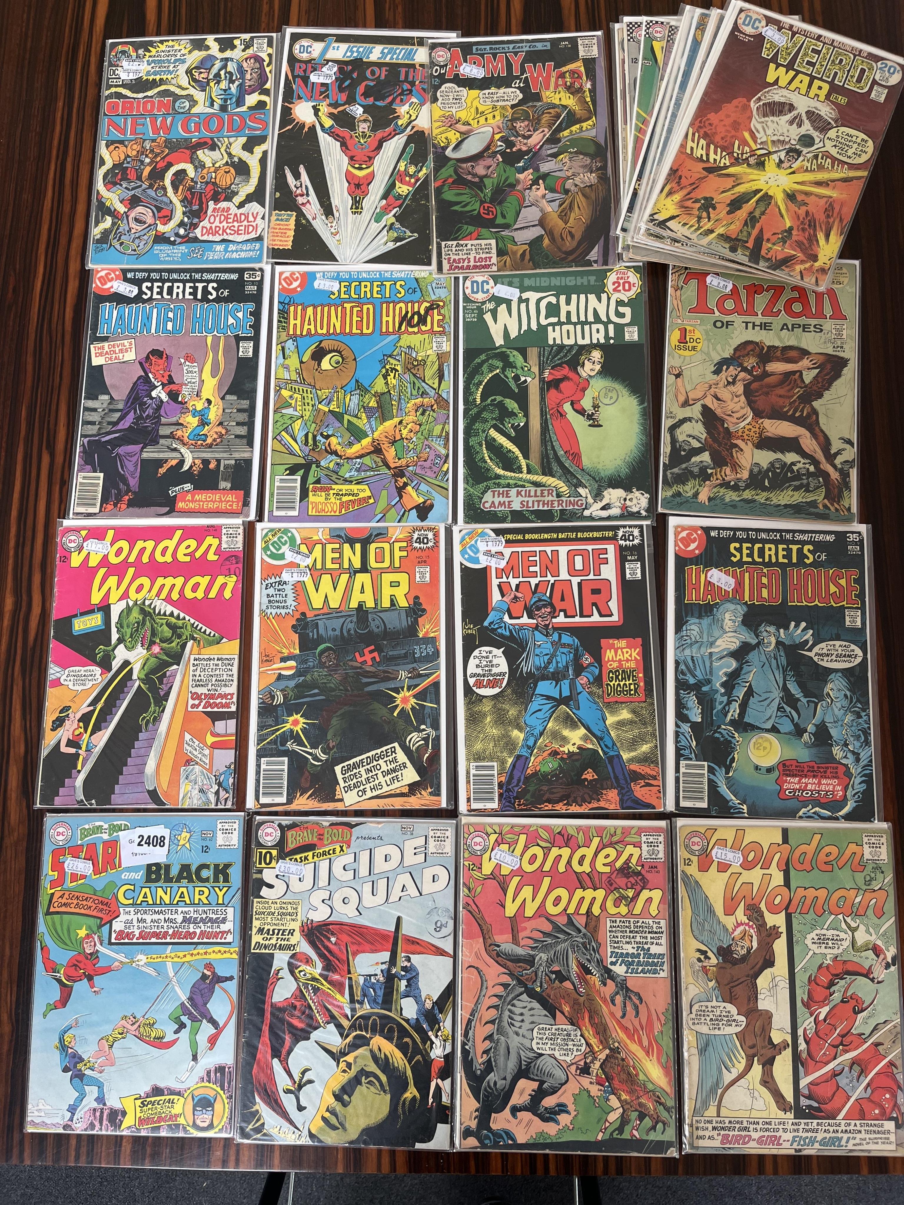 DC comics, various, 36 issues;, Starman and Black Canary #62, Task Force X Suicide Squad #38, Wonder Woman, #143, #147, #148, Men of War #15, #16, Secrets of Haunted House #9, #10, #11, It’s midnight… Witching hour! #46,